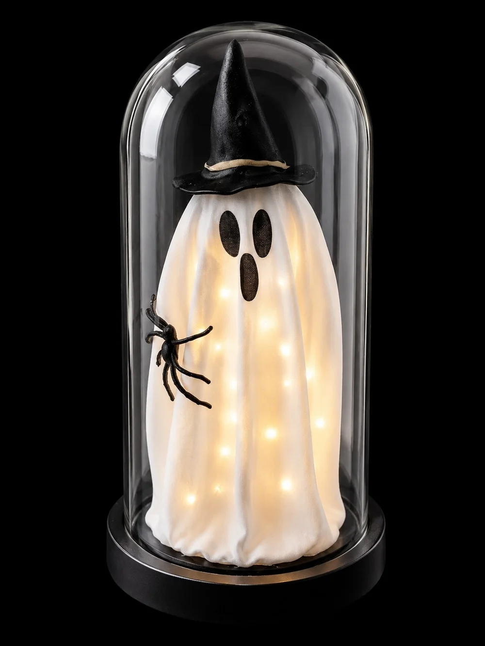 Halloween Lighted Ghost Glass Dome Witch Hat Spider Decor 9
